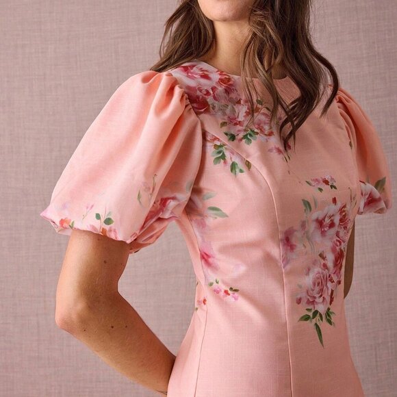 Pink Elegant Women's Romantic Floral Mini Dress - Picture 2 of 7